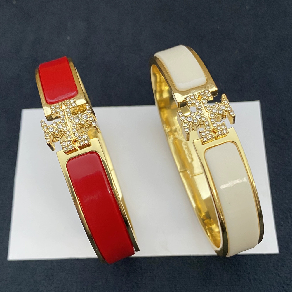 Tory Burch Acrylic Crystal Letter Metal Bracelet